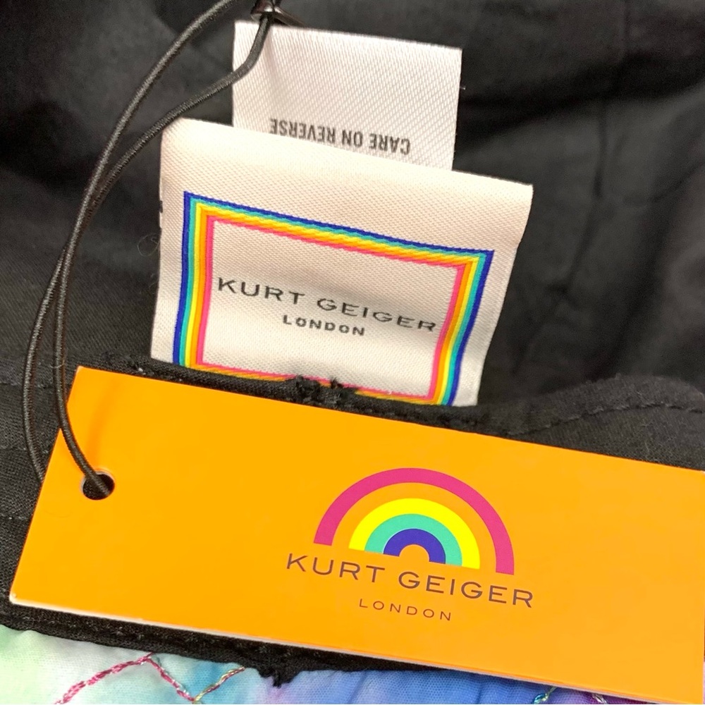 NWT Kurt Geiger Bucket Hat Tie Dye Rainbow Nylon Quilted Beach Hippie O/S - Picture 10 of 11